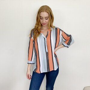 Nine West the Missy Stripe 3/4 Sleeve Blouse XL top